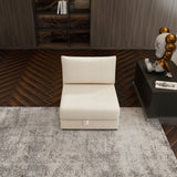 Modular Sectional Sofa With Storage, Convertible 2 Seater Sleeper Sofa - Beige