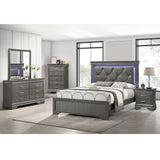 Tufted Headboard Bed With LED Lighting