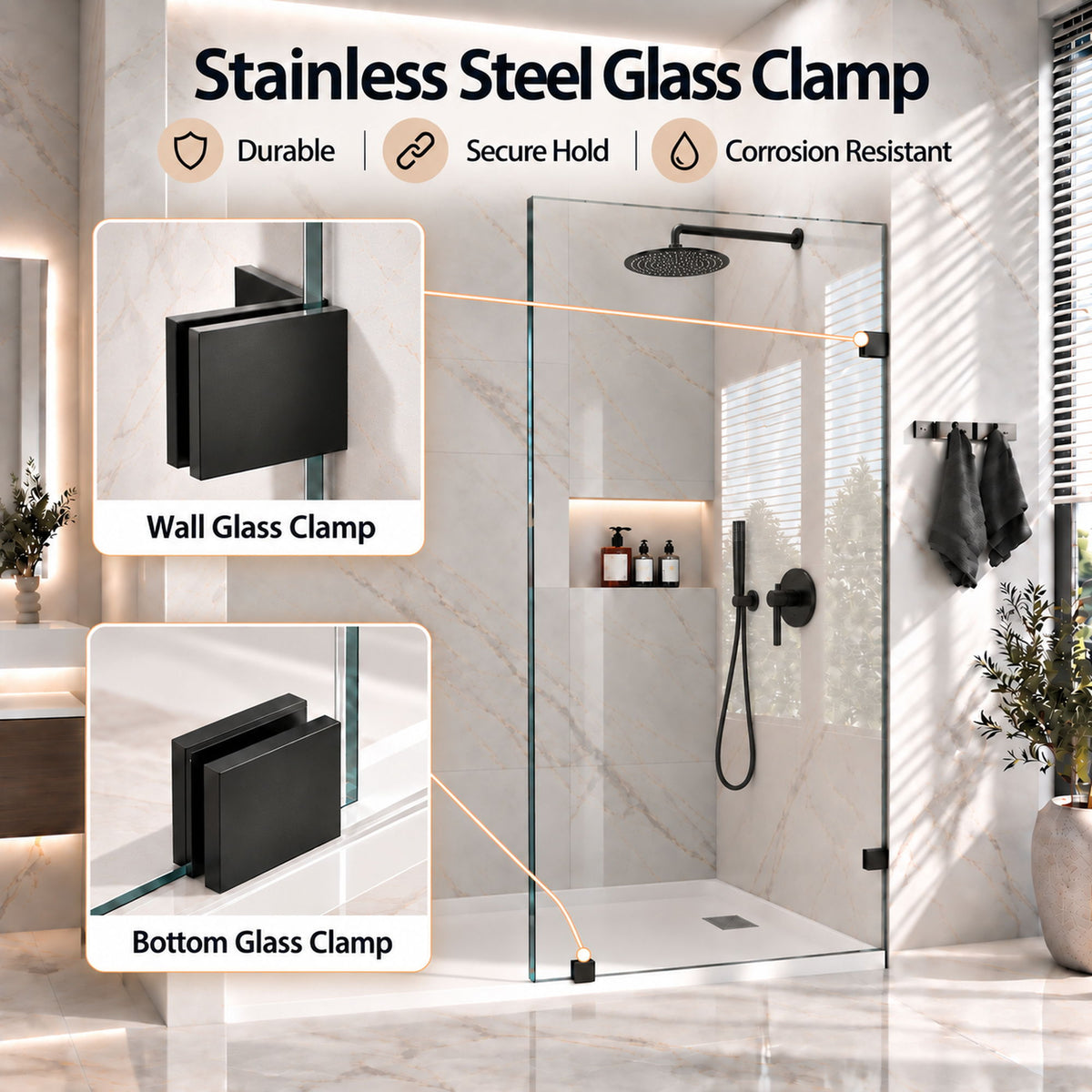 Frameless Walk-In Shower Glass Panel
