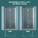 Fold Frameless Shower Door With Tempered Glass - Chrome