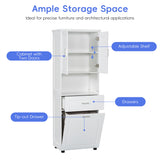 Tall Bathroom Cabinet With Tilt-Out Laundry Basket And Upper Storage