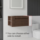 Floating Bathroom Vanity Cabinet, Soft Close Double Drawers, Open Side Storage, Wall Mounted, Cabinet Only