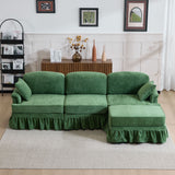 Cloud Sofa With Removable Ruffled Skirt With Ottoman And Flared Arms