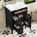 Modern Bathroom Vanity With Sink, Flip Drawer, 2 Drawers, Adjustable Shelf