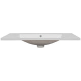 36" Single Bathroom Vanity Top With Undermount Basin, 3 Faucet Holes, Flat Edge - White