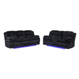 Winston - Power Reclining Sofa With LED Lighting, Hidden Drawer, And Drop Down Table - Black