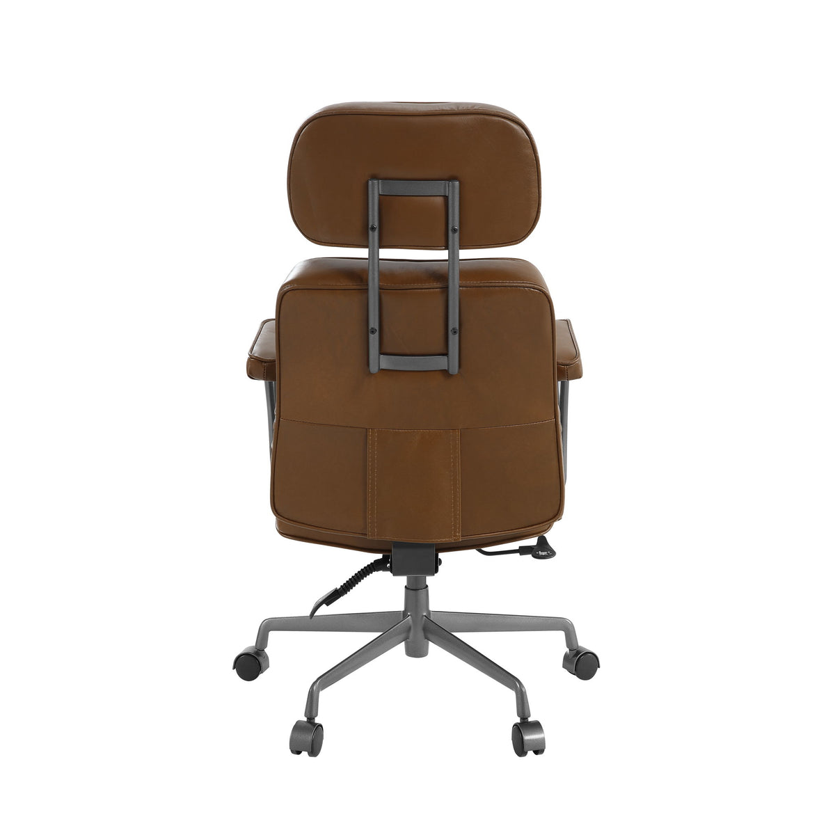 Dasya Brown Top Grain Leather & Iron Swivel Office Chair