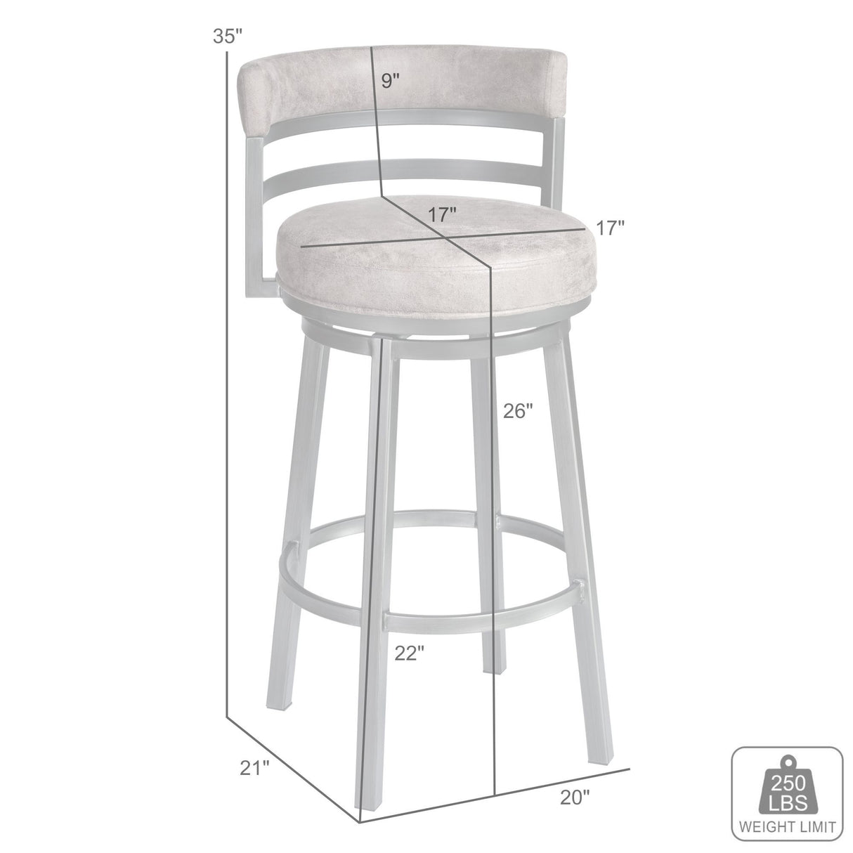 Madrid - Counter Height Swivel Bar Stool - Mineral