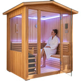 6000W 240V Outdoor Steam Sauna For 4 People - Ameican White Oak