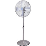 Stand Fan, 4 Blades, Rotary Knob Switch, Oscillation Function, Tilting Angle - Chrome