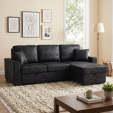 Upholstered Sectional With Pull-Out Bed And Chaise Storage