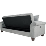 Adjustable Sofa With Hidden Storage And USB Port, Plush Cube Pattern Couch With Pillows - Gray