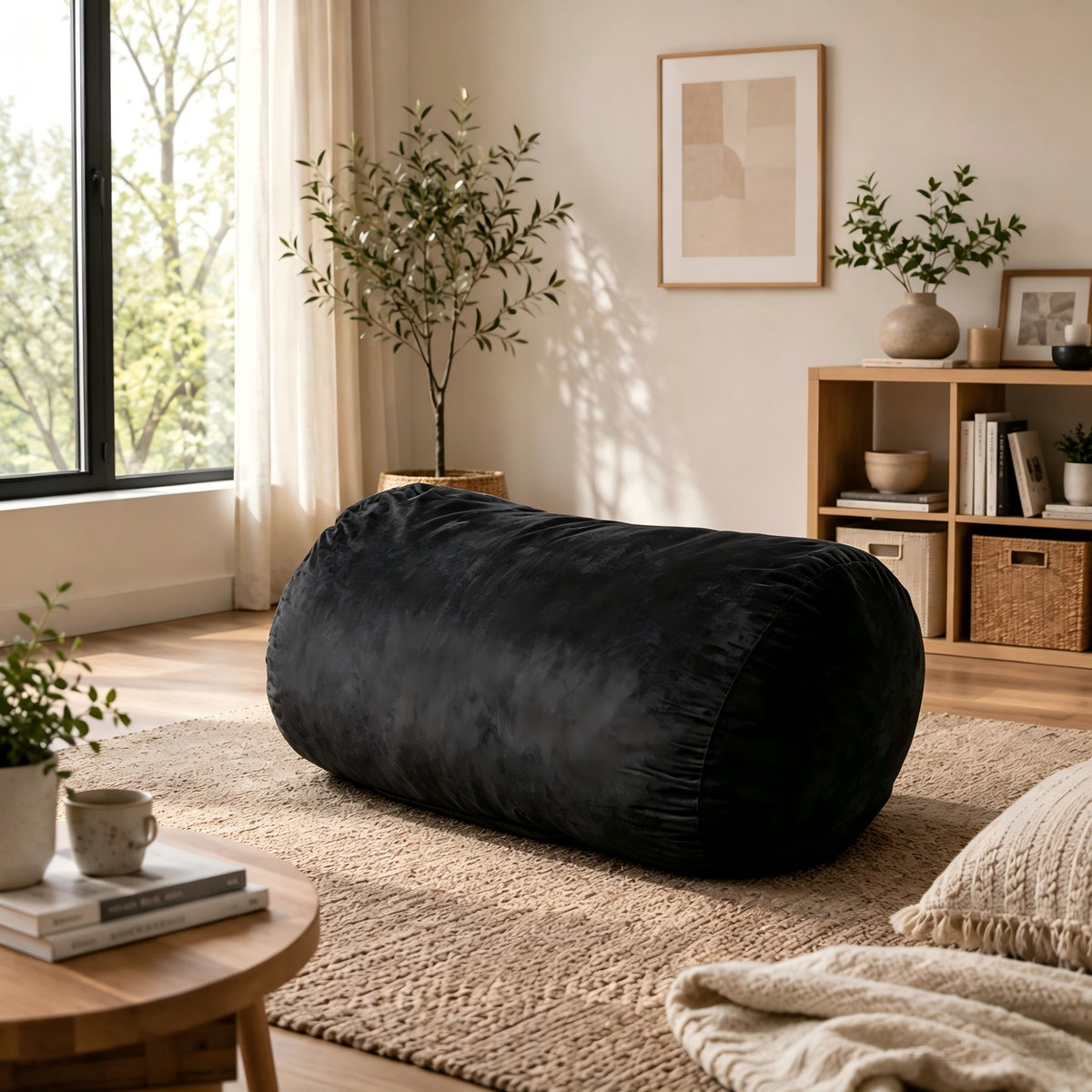 Lara - Cylindrical Bean Bag - Black