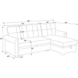 Upholstered Sleeper Sofa With Reversible Storage Chaise