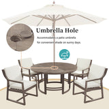 5 Piece Outdoor Dining Set, Patio Table And Chairs With Umbrella Hole