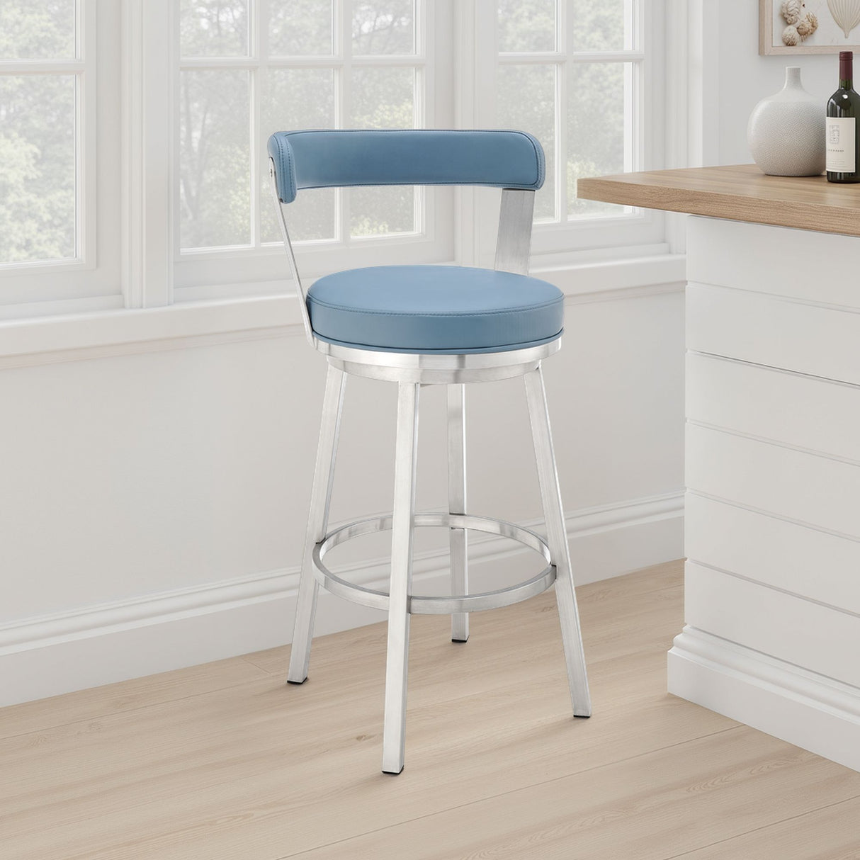 Bryant - Swivel Bar Stool With Silver Frame