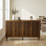 Farmhouse Sideboard Buffet Cabinet Wood Coffee Bar Storage in Dark Brown
