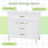 Bathroom Vanity With Sink, Flip-Out Top Drawer, Soft Close Doors, 2 Storage Drawers
