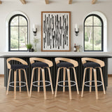 Sonia - Modern Swivel Bar Height Stool - Patterned Oak Wood Finish