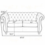 Chesterfield Button Tufted Loveseat With Rolled Arms