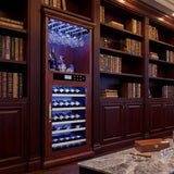 Single Zone Wine Cooler With Tempered Glass Door LED Lighting, 56 Bottle Capacity, Touch Screen Control - Cherry