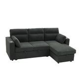 Convertible L - Shaped Sectional Sofa Bed With Storage Chaise, Cup Holders