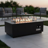 Outdoor Fire Pit Table Backyard Heater Propane Gas Durable Steel 42x16in Black