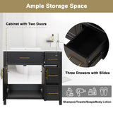 Modern Bathroom Vanity With Sink Top, 2 Doors And 3 Drawers