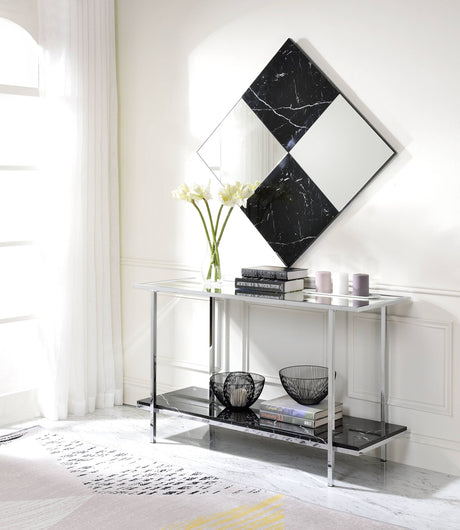 Angwin - Mirrored Faux Marble Console Table - Multi - Console Tables - Alpine Outlets