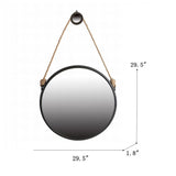 Handsome Cleveland Mirror With Rope Strap Contemporary Design Circle Mirror With Round Metal Frame For Wall Decor