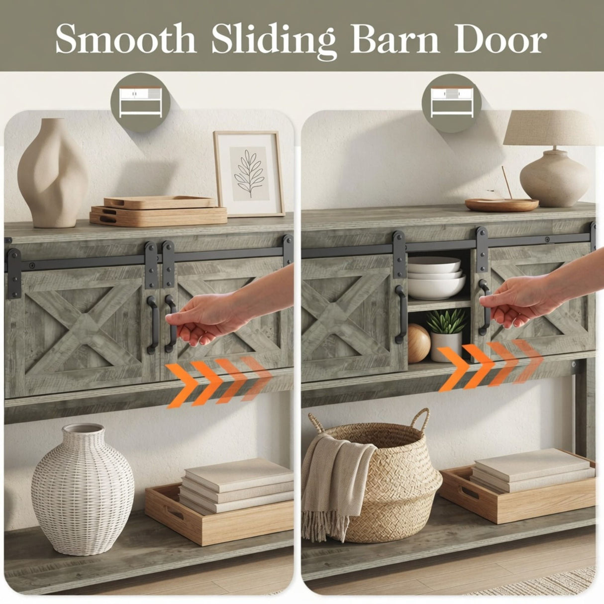 Farmhouse Entryway Table With Sliding Barn Door