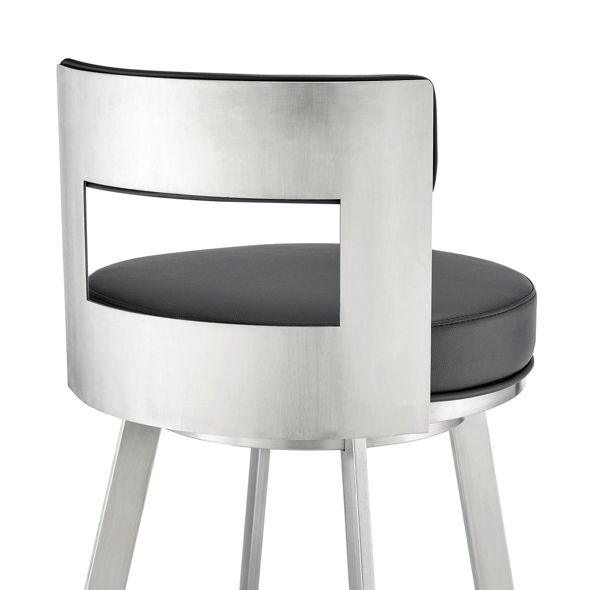 Lynof - Swivel Bar Stool - Brushed Stainless Steel Finish