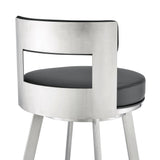 Lynof - Swivel Bar Stool - Brushed Stainless Steel Finish