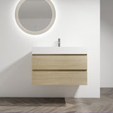 Wall Mounted Bathroom Vanity And Sink, 2 Soft Close Drawers