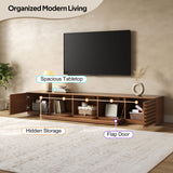 TV Stand, Entertainment Center With Cable Management And Soft Closing Hinges - Walnut
