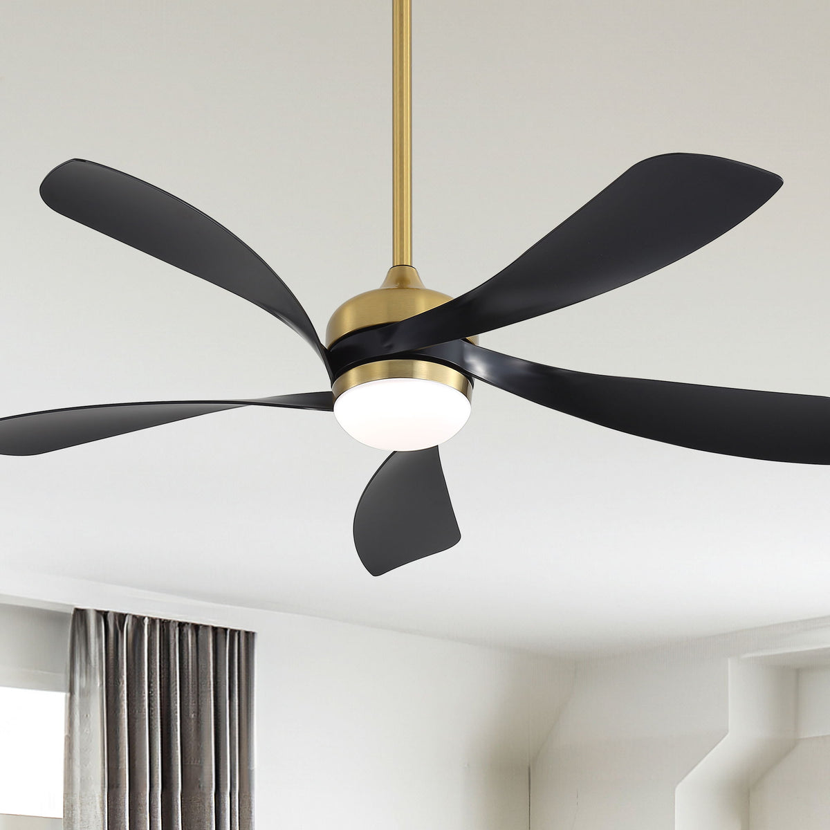 52" Indoor Ceiling Fan With 3 Color Dimmable LED Light Blades, Reversible DC Motor, Remote Control