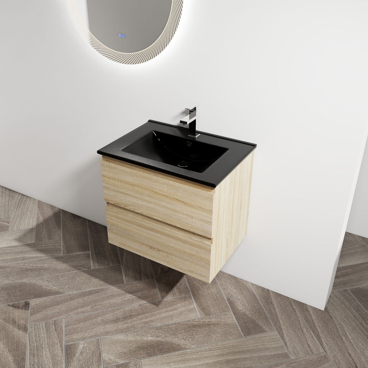Wall Mounted Bathroom Vanity With Sink, 2 Soft Close Drawers