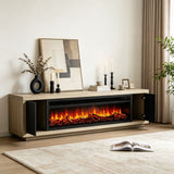Fireplace TV Stand - Beige / Black