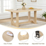 6 Piece Rectangular Kitchen Table Set With Bench And 4 Upholstered Chairs For Kitchen - Light Oak