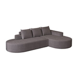 Modern Curved Sofa, L-Shaped Modular Sectional Set With 3 Pillows