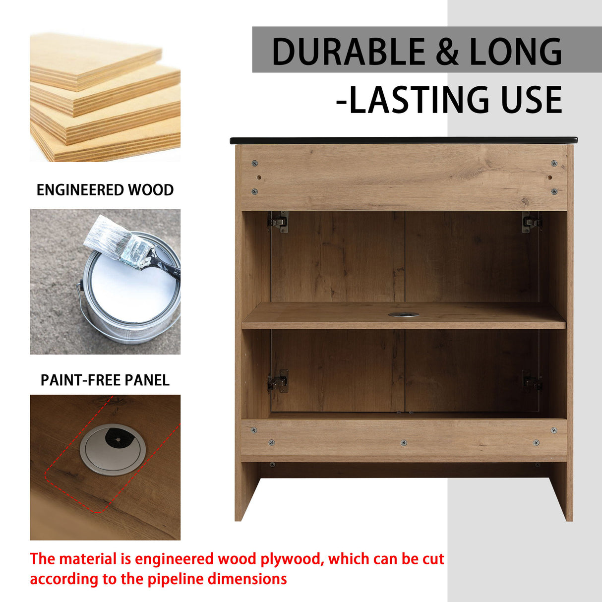 Freestanding Bathroom Vanity With Sink, Storage Cabinets, Soft Closing Doors