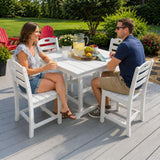 Outdoor Patio Dining Set, Square Table With Umbrella Hole And Armless Chairs