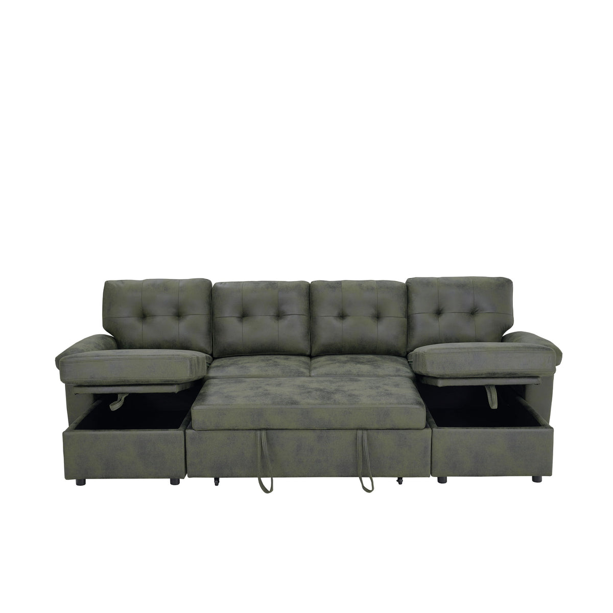 Convertible Sectional Sofa Bed With Pull Out Sleeper And Storage