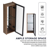 10" Bathroom Wall Mirror Cabinet With Door, Adjustable Shelf - Imitative Oak