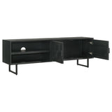 Manaya - 2 Door Stand With Open Shelving And Hidden Storage - Charcoal Black
