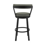 Bryant - 30" Bar Height Swivel Bar Stool - Black Finish And Gray Faux Leather