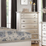 Bedroom Furniture Chest Of Drawers, 5 Drawer Storage - Champagne / Silver / Gray