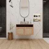 Bathroom Vanity With Art Sink, 2 Soft Close Doors, Float Mounting Design