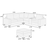 Contemporary L-Shaped Sectional Set With USB Console & Ottoman