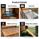 Chicken Coop, Large Outdoor Hen House With Run And Nesting Box Poultry Cage